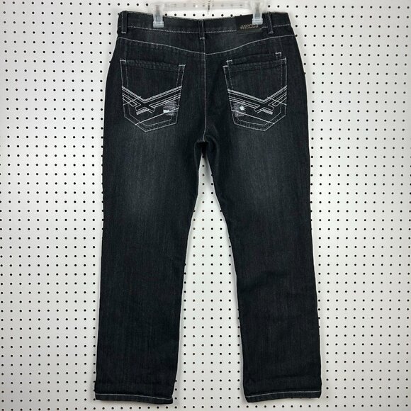 Mecca Black‎ Gothic Y2K Jeans 36x30 Streetwear Skate Baggy Distressed Punk Worn - Picture 1 of 7